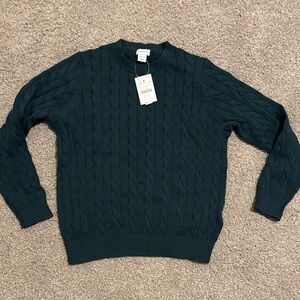 J crew Crewcuts Boys Dark Green Cable Knit Sweater M 8-9